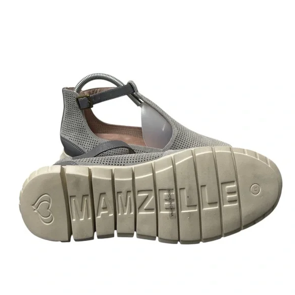 SUNDANCE Gray‎ Ankle Strap Perforated Flats T Strap 37 - Picture 4 of 6